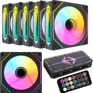 RGB Fans:6 pack 120mm PWM ARGB Case Fan with Fan Hub and Remote